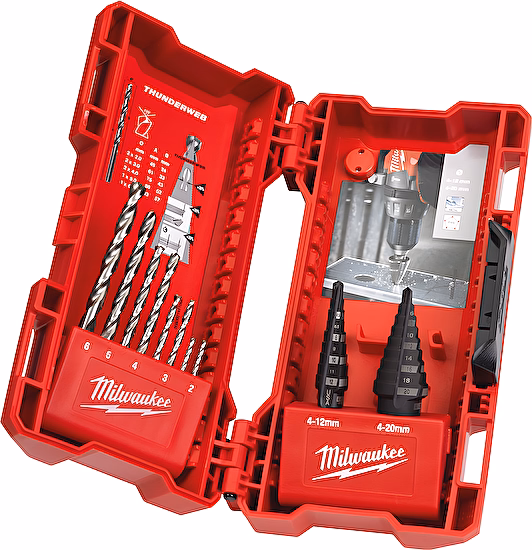 Set stupňovité vrtáky + vrtáky do kovu Milwaukee