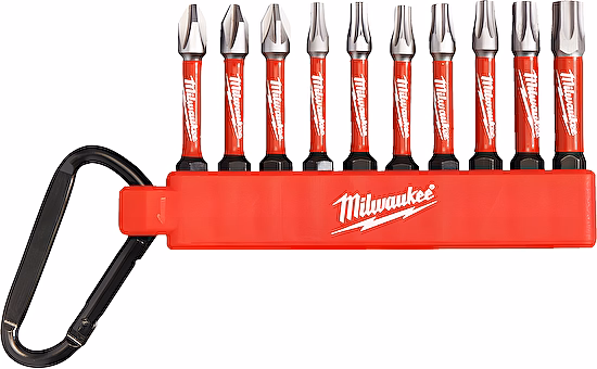 Sada bitov SHOCKWAVE™ IMPACT DUTY s karabínou (10ks) Milwaukee