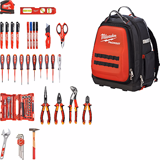 Kompaktný batoh Milwaukee Packout™ pre elektrikárov (Sada 76 dielov)