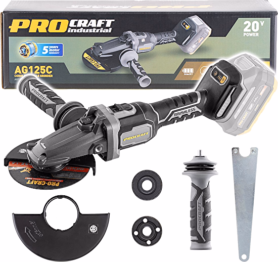 Aku uhlová brúska AG125C (bez baterie a nabíječky) Procraft Industrial