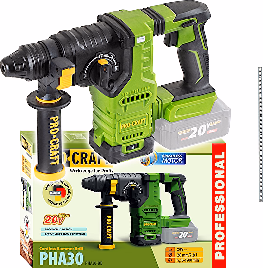 Aku vŕtacie kladivo PHA30bb (bez batérie a nabíjačky) Procraft